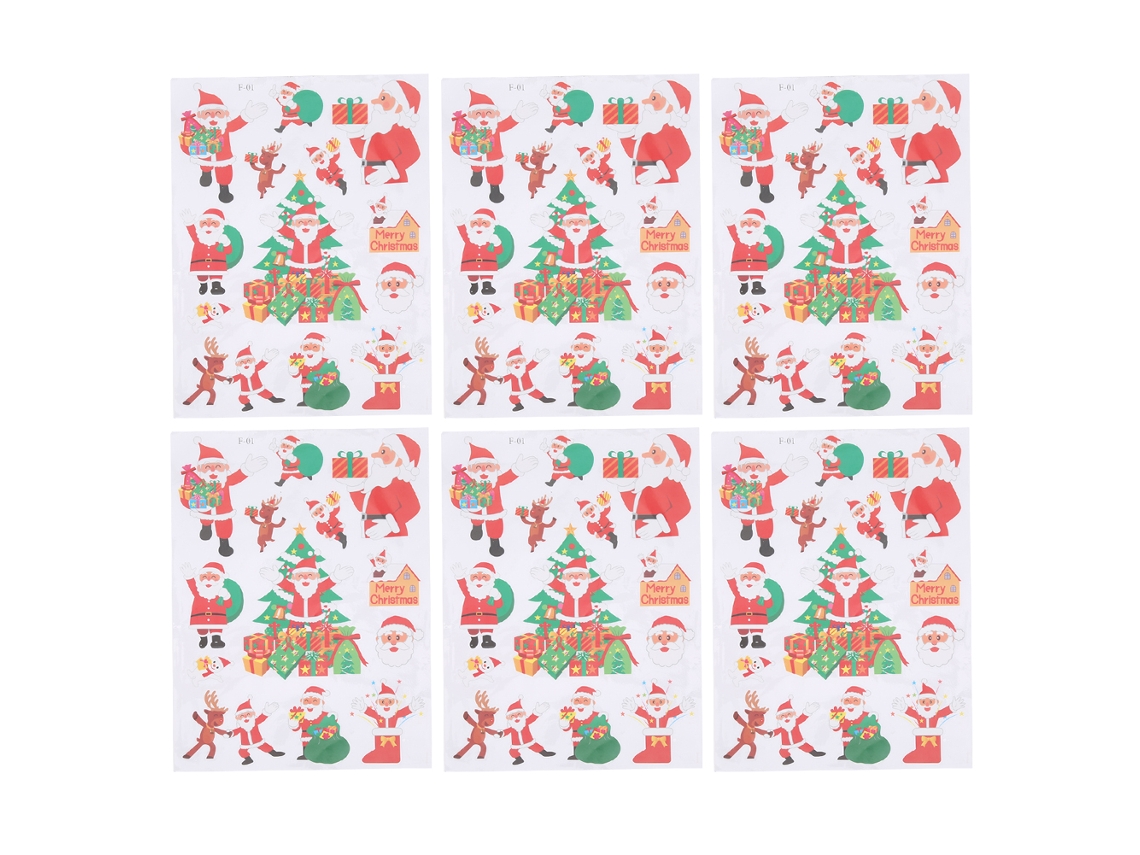6 Pegatinas De Papá Noel, Pegatinas Navideñas Para La Decoración De Hoteles Y Escaparates.