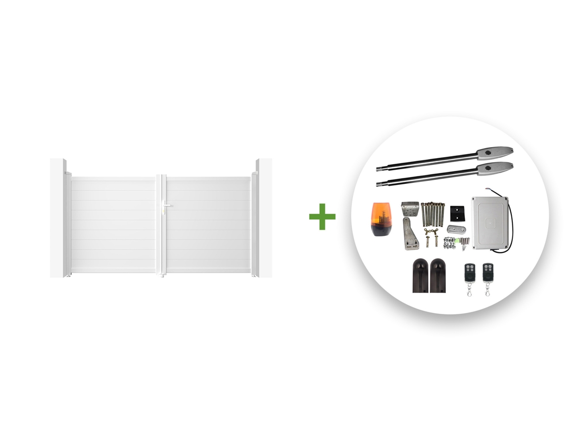 Pack puerta batiente EIGER 3m H.160cm blanco + motor tanker b250
