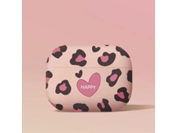 Funda protectora para auriculares Airpods 4, protección completa (estampado de leopardo rosa) Czhhmart