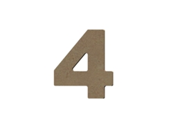 Número 4 en madera MDF para decoración - 8 cm