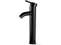 Grifo para lavabo de baño negro mate, de latón macizo, fabricado para una mayor durabilidad, de fácil instalación con desagüe emergente y líneas de suministro.