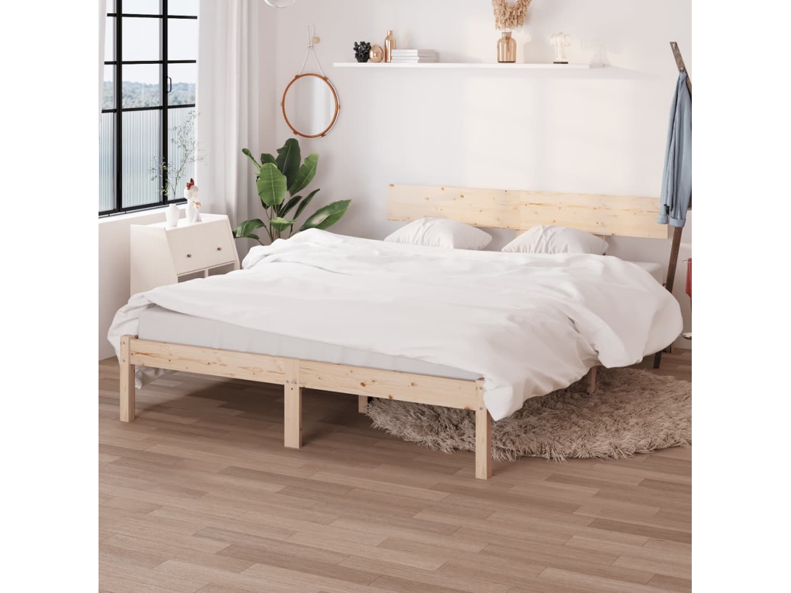 Estructura De Cama Sin Colchón Madera Maciza 160x200 Cm