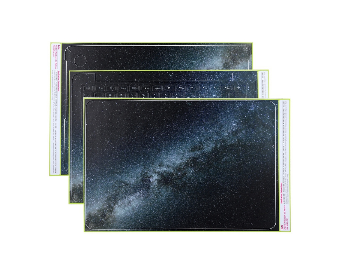 Adhesivo decorativo para portátil de 13,3 pulgadas con diseño de cielo estrellado y luz dorada