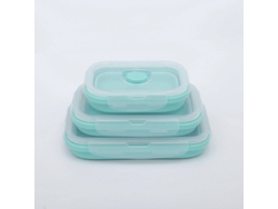 2026da-set De 2 Recipientes De Silicona Plegables Para Comida Con Tapa, 350ml+800ml, Apto Microondas Lavavajillas, Azul
