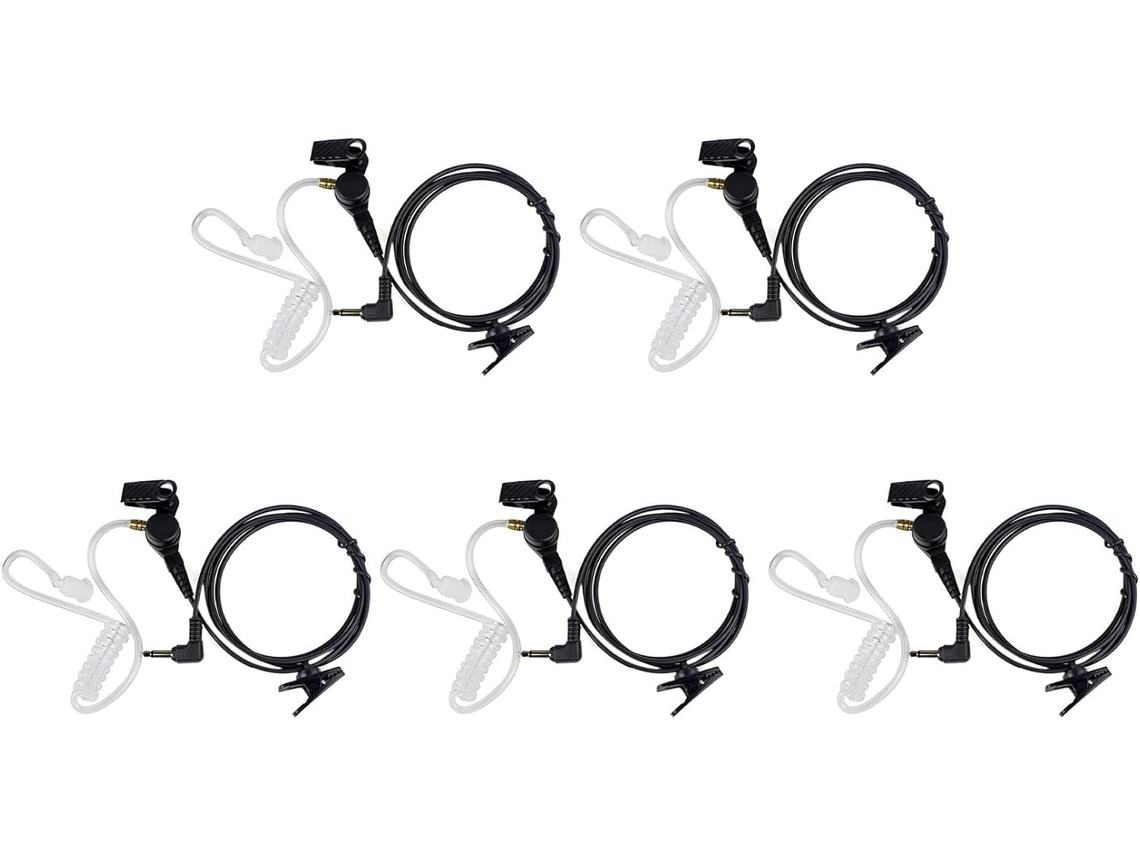 5 Auriculares Con Tubo Acústico Recto Flexible Transparente (solo El Auricular)