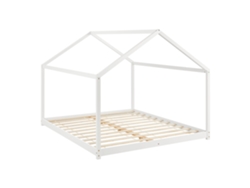 Cama para niños Cerro en forma de casa con colchón pino 160x200 cm - Blanco [en.casa]