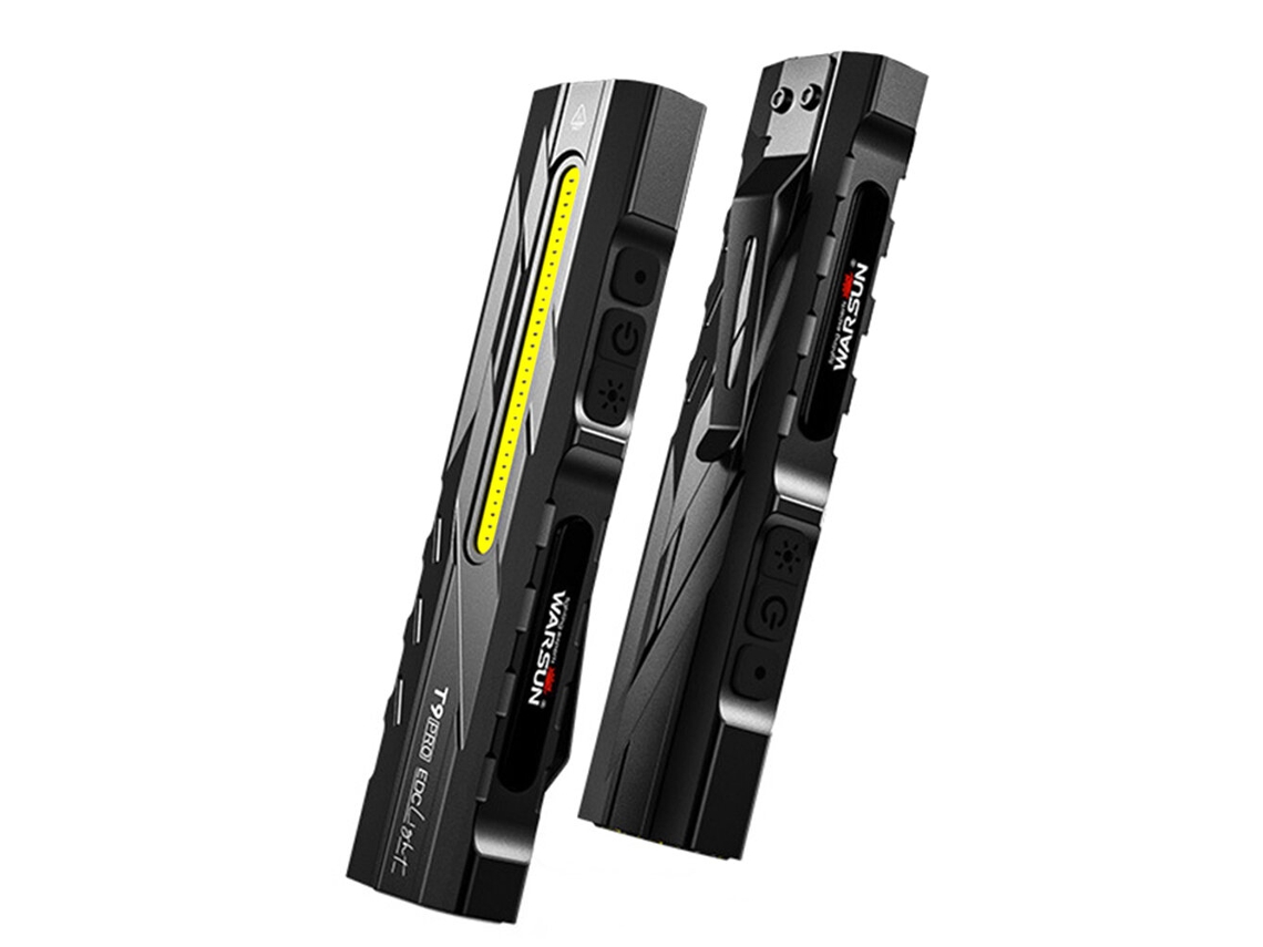 Linterna portátil ultrabrillante Green-Warsun T9pro de 1300 lm en aleación de aluminio con cuchilla EDC, láser rojo y luz ultravioleta para iluminación exterior.