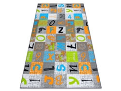 Alfombra Para Niños Jumpy Patchwork, Letras, Números Gris/Naranja/Azul (100 x 150 cm)