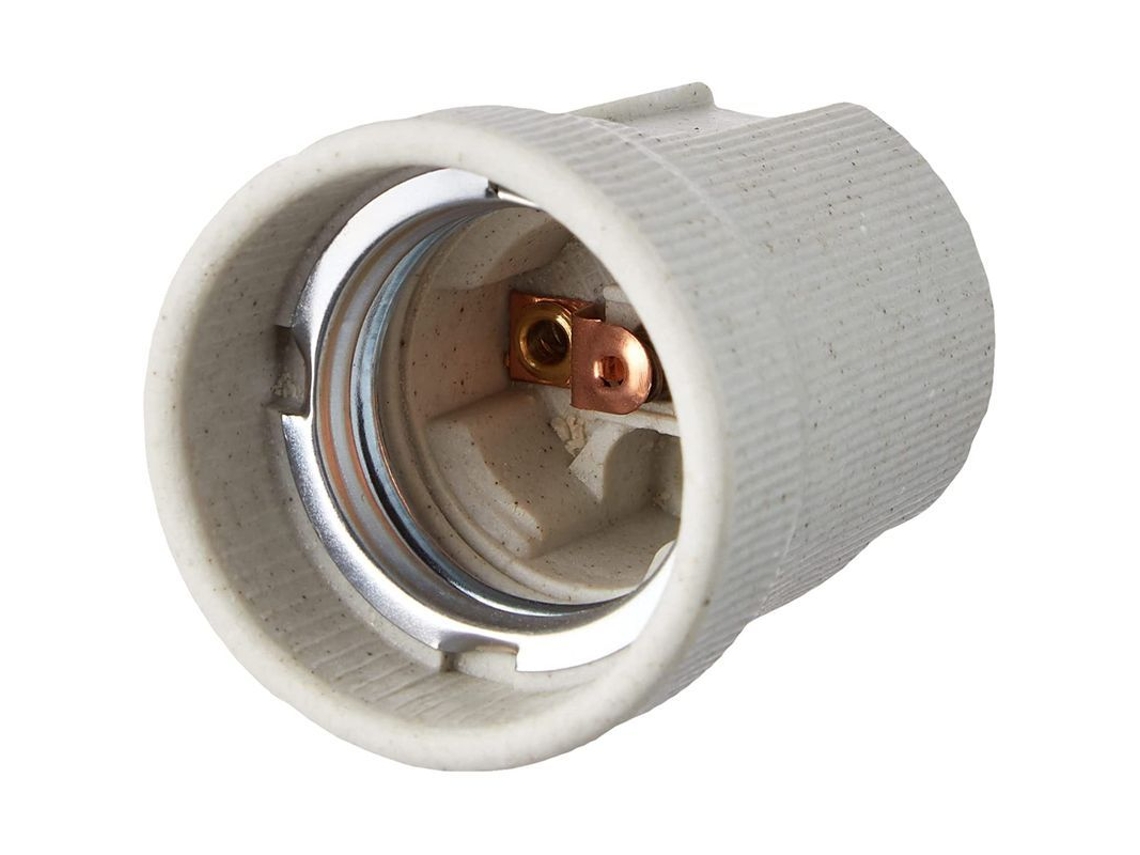 Casquillo De Porcelana E27 Sin Anillo, Con Una Tensión Máxima De 250 V Y Una Corriente Máxima De 4 A.