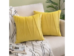 Rebe-fundas De Almohada De Terciopelo Rayado Amarillo Limón 45x45cm 2 Unidades Para Sofa Cama Auto Salon