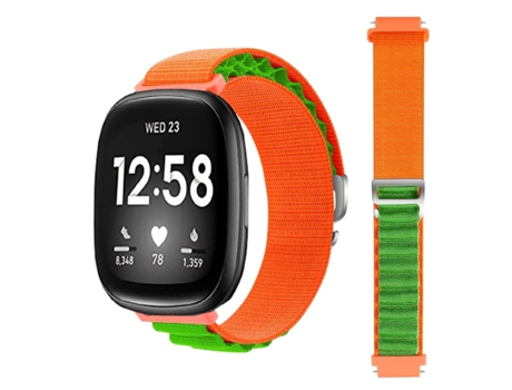 Correa Alpine G-Hook Ajustable Fitbit by Google Versa 2 Naranja y Verde