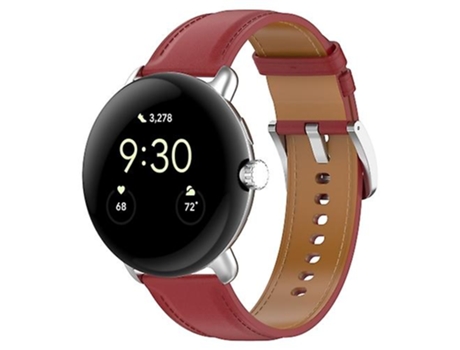 Correa para Google Pixel Watch Correa de piel con costuras en relieve rojas VENISYMLIS