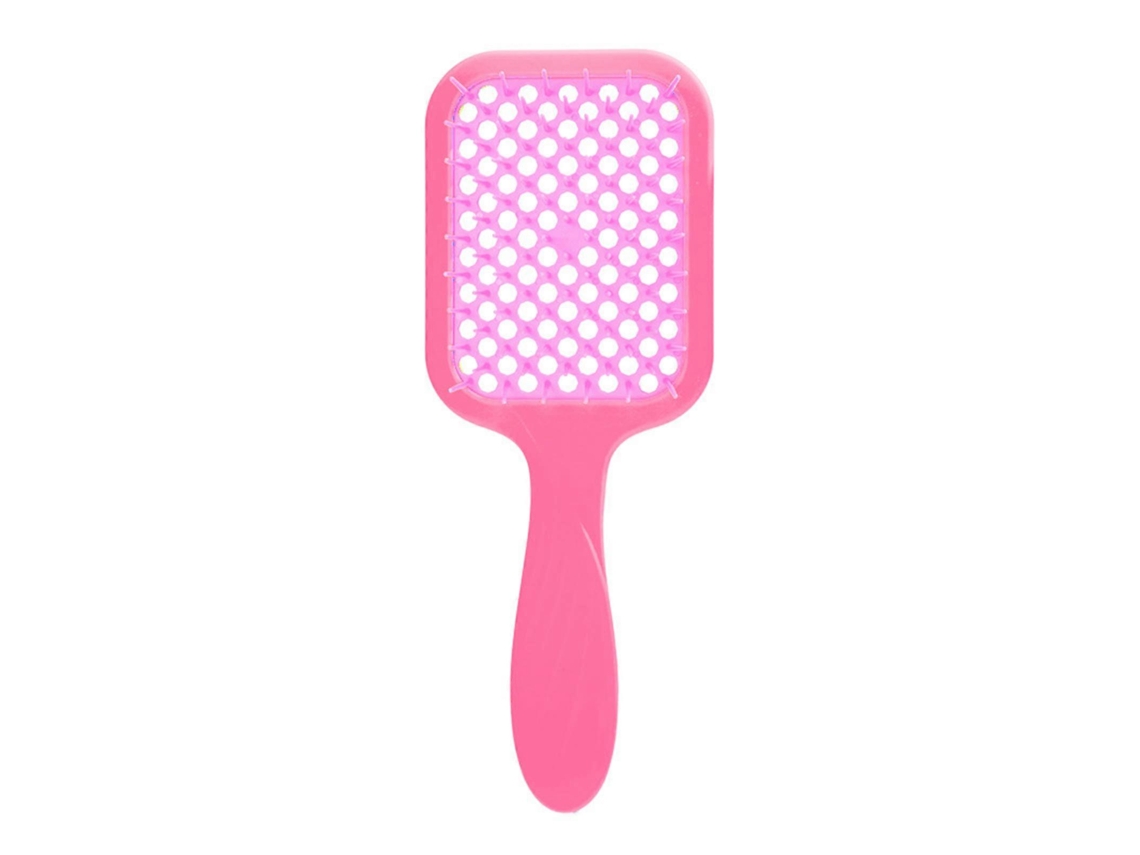 Cepillo para el cabello con mango largo y ventilado para masajear, desenredar y peinar, ideal para cabello húmedo y seco. Color rosa.