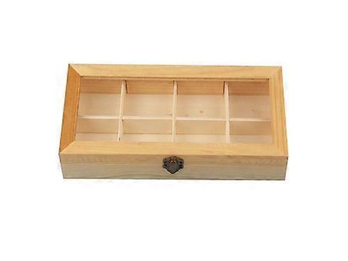 Vitrina de 8 compartimentos, estante de madera para té y café, caja de almacenamiento