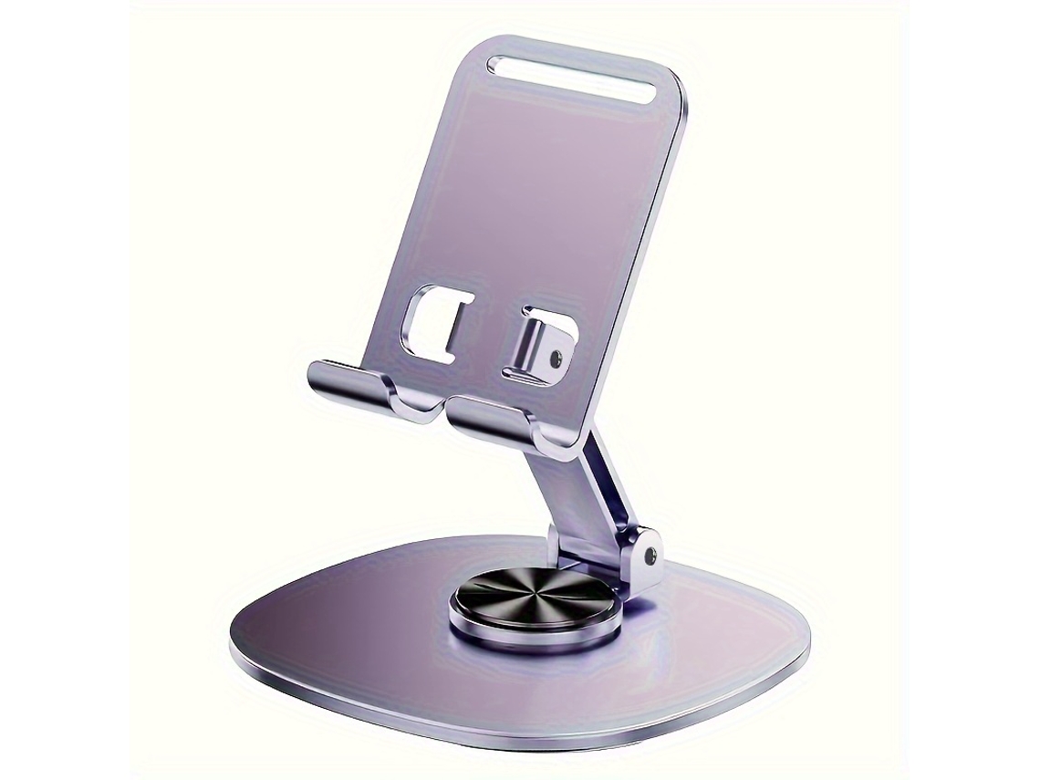 Soporte Ajustable De Aluminio Para Teléfono Con Dos Posiciones, Rotación De 360° Y Diseño Plegable. Equipado Con Luz Led Y Puerto Usb. Portá