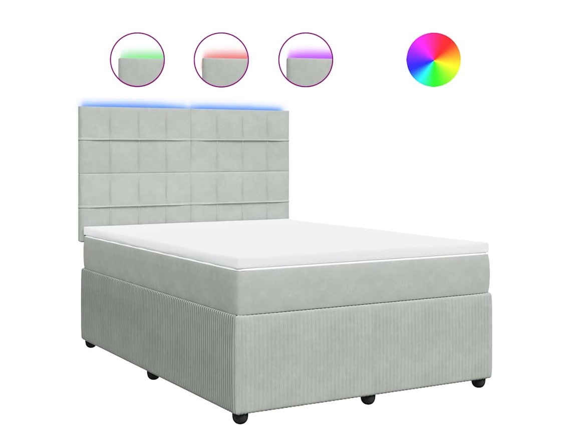 Maison Exclusive - Cama Box Spring Con Colchón Terciopelo Gris Claro 140x200 Cm