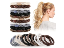 Gomas Elásticas Gruesas Para El Cabello, 36 Unidades, Pulseras Trenzadas Con Perlas, Accesorios Seguros Para Mujeres (negro/marrón/blanco)