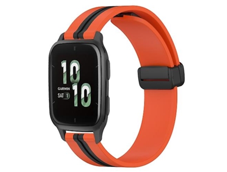 Correa para Garmin Forerunner SQ2 20mm Correa de reloj de silicona con cierre magnético plegable naranja-negro VENISYMLIS