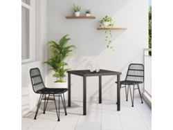 Juego de comedor de jardín de 3 piezas de mimbre negro y poliéster Wsd620104 Lovely Home
