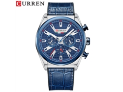 Reloj De Pulsera Moderno Para Hombre (azul Plateado) Resistente Al Agua, Con Seis Manecillas, Esfera Grande Y Calendario Multifuncional.