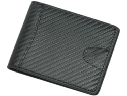 Cartera De Fibra Negra Para Hombre, Portátil Para Tarjetas, Billetes Y Práctica.