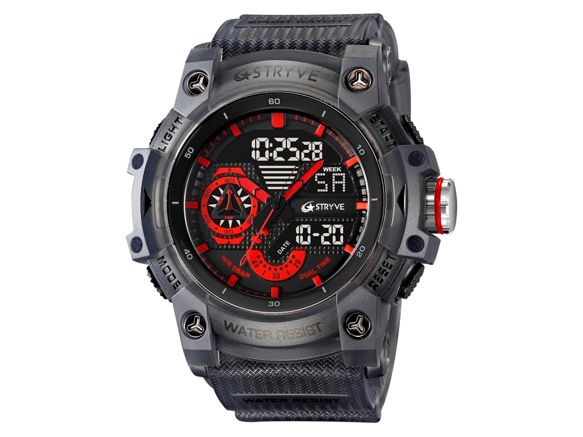 Reloj deportivo impermeable con doble pantalla luminosa, reloj electrónico multifuncional para estudiantes MDUG (gris)