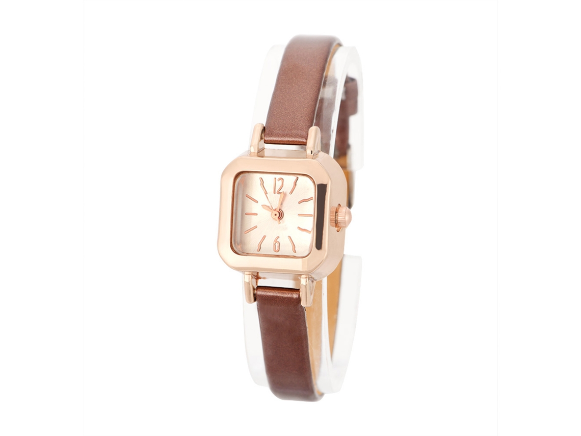 Reloj De Pulsera Analógico De Cuarzo Para Mujer Con Elegante Correa De Pu Marrón.