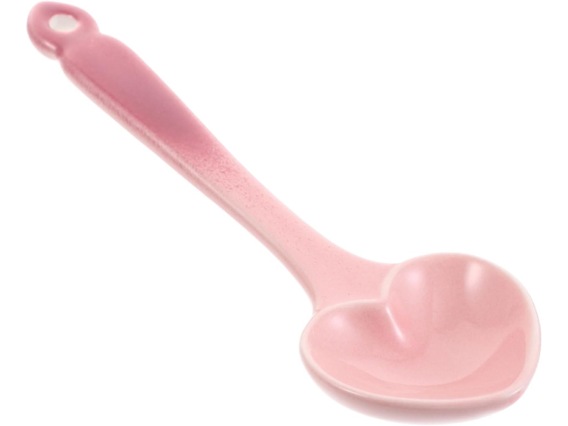 Cuchara De Postre De Cerámica Con Forma De Corazón Y Degradado Rosa, Vajilla Novedosa.