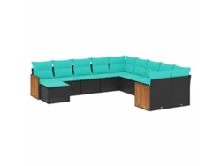 Maison Exclusive - Conjunto De Sofá De Jardín De 11 Piezas Con Cojines, De Poliratán Negro