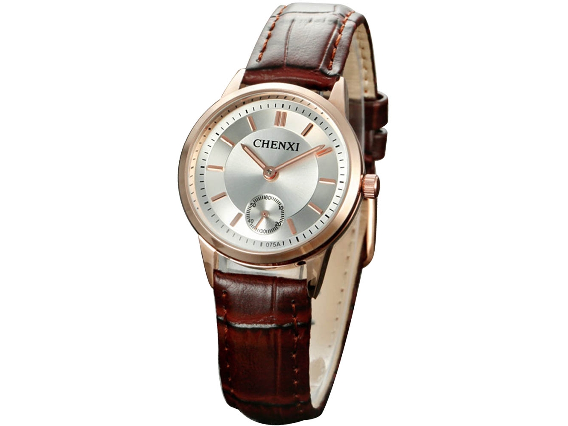 Reloj De Pulsera Informal De Cuero Blanco Con Cuarzo Noctilucent Para Mujer.