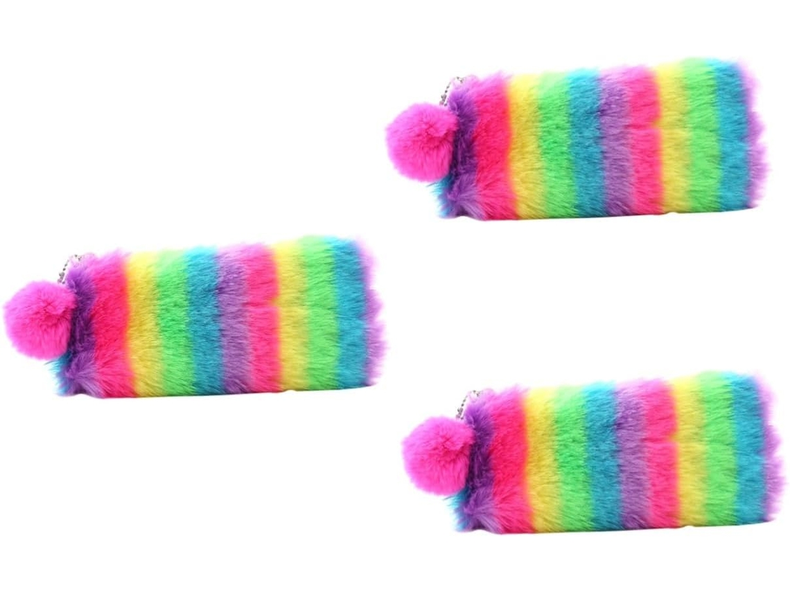 Juego De 3 Estuches De Felpa Para Lápices, Estuche Suave Multifuncional Para Lápices, Neceser De Maquillaje.