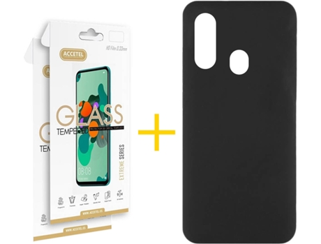 Carcasa + 2 Protectores de Pantalla Samsung A20e ACCETEL Negro