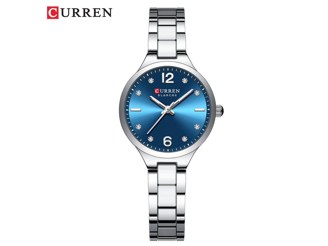 Relógio Feminino À Prova D'água (branco E Azul) Com Mostrador Pequeno, Relógio De Quartzo Simples Para Mulheres.