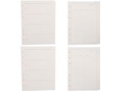 Recambio de papel interior A6 para carpeta, 4 blocs de hojas sueltas, 6 perforaciones, sin hexágonos...