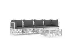 Conjunto 5 de muebles de jardín VIDAXL y cojines acero blanco