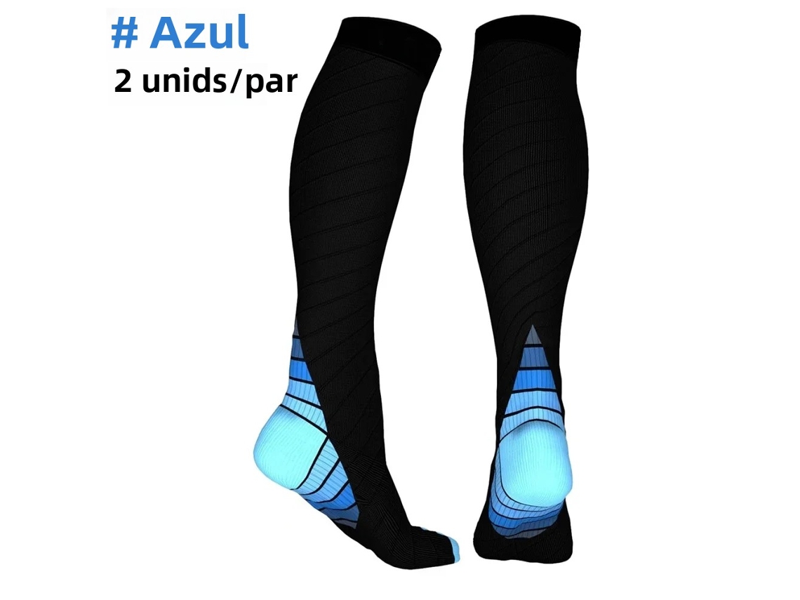 Calcetines de compresión, compresión progresiva de 20-30 mmHg, aptos para correr. Mdug (azul, un par, talla L/XL)