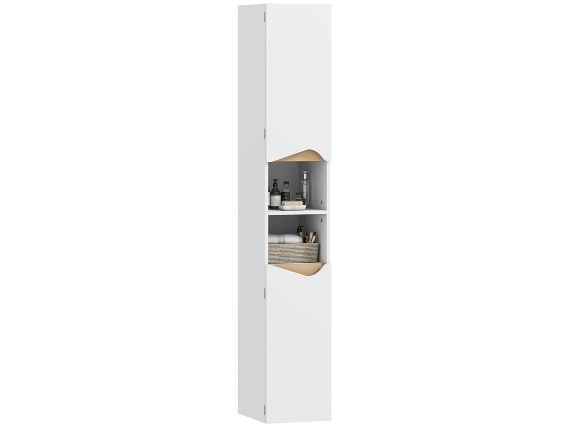 Armario Baño Alto Estrecho 2 Puertas 2 Compartimentos 30x34,6x182cm