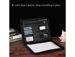 Carpeta A4 De Cuero Con Cremallera Organizador Portafolio Profesional