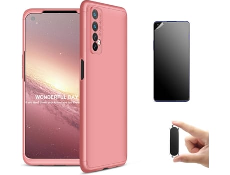 Kit Carcasa, Protector Y Soporte Realme 7 4G Ultimatte Slim Armor 360º Rosa