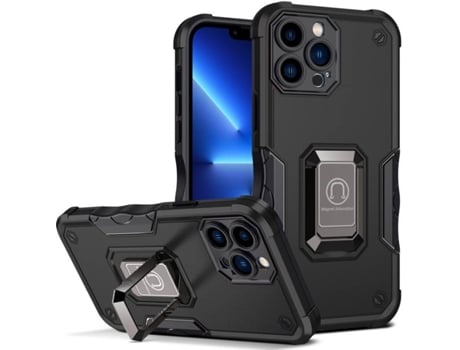 Funda iPhone 13 HFS-HOUSE Kickstand Anillo Negro