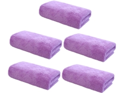 Juego De 5 Toallas Faciales De Microfibra Moradas Para Desmaquillar (para Mujer)