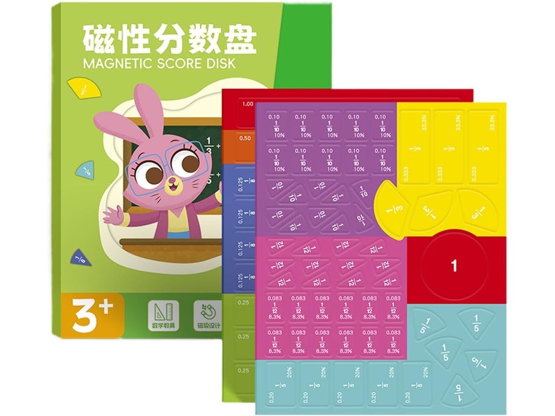 Piezas de fracciones magnéticas | Rompecabezas de fracciones magnéticas | Disco de aprendizaje de matemáticas Gokoco