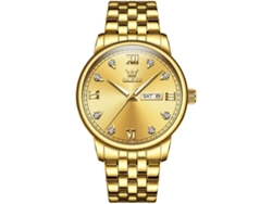 Reloj de acero inoxidable con esfera grande para hombre con diamantes y cuarzo resistente al agua.
