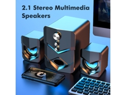 Sistema De Altavoces Estéreo 2.1 Sada D-222 Para Ordenador Con Subwoofer, Usb, Led Y Entrada De 3,5 Mm Para Pc/portátil.