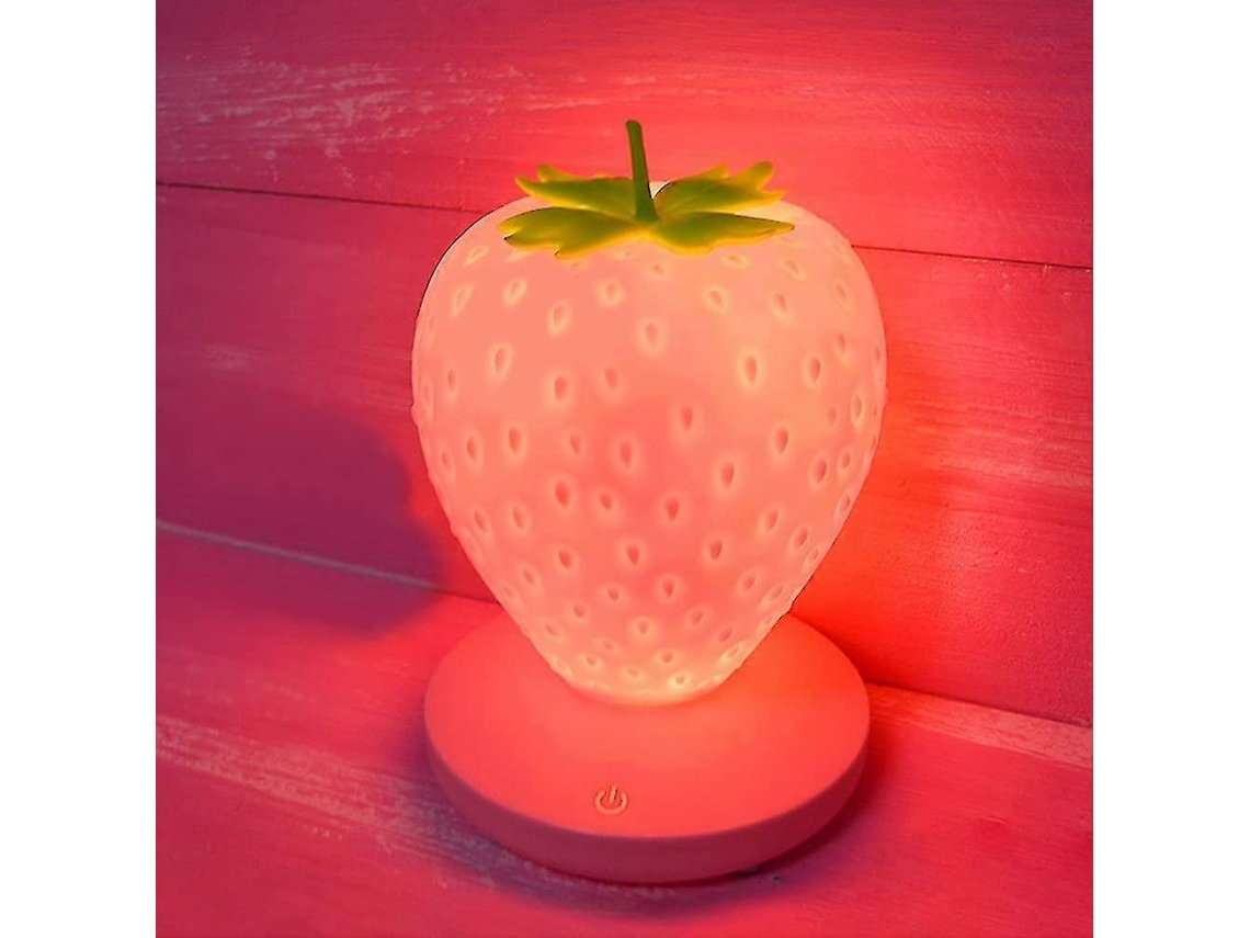 Rebe-lámpara De Noche De Fresa Silicona, Luz Led Bonita Para Niños Con 3 Modos Y Carga Usb