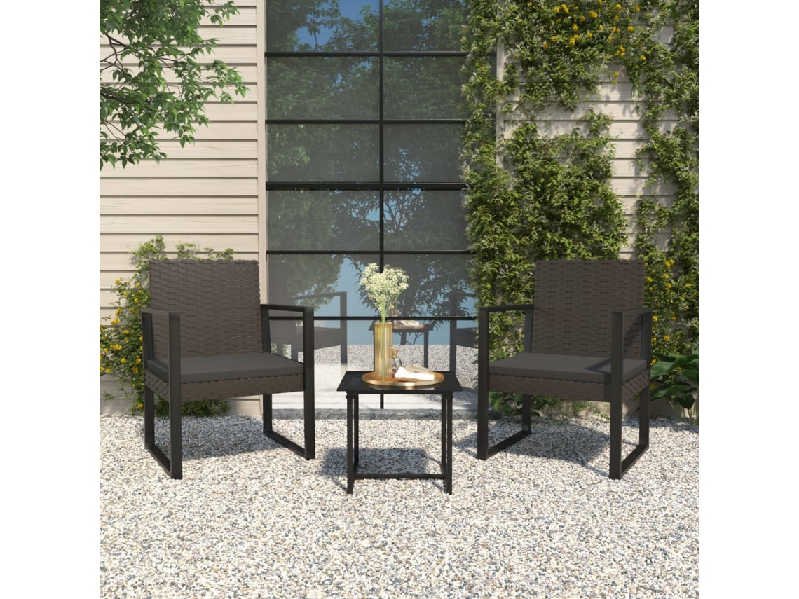 Sillón de jardín con cojín de mimbre negro, Dkd Home Decor