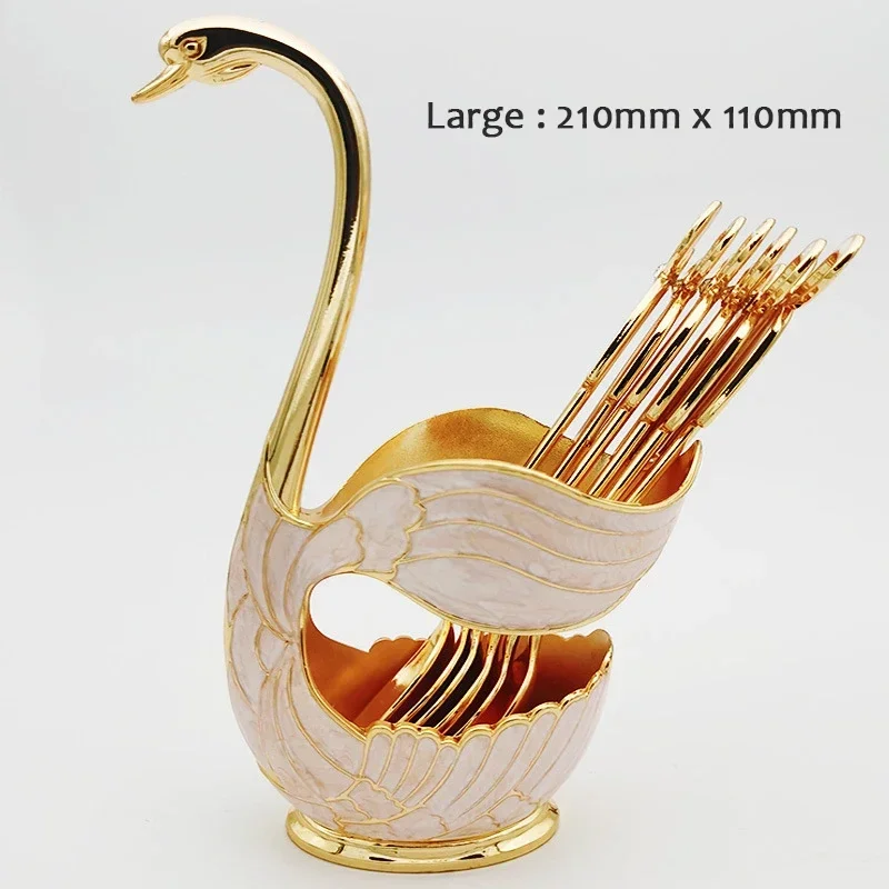 (rosa, 6 Cucharas) Cubiertos Con Forma De Cisne, Almacenamiento De Cubiertos De Lujo, Decoración De Cocina Con Estilo.