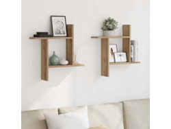 Estantes Pared | Estante Flotante | Estantería Pared 2 Uds Madera Ingeniería Artisian 50x12x50 Cm