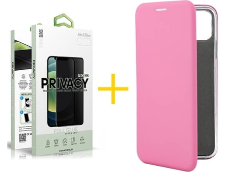 Kit Funda + Protector de Pantalla Apple iPhone 11 Pro Max SKYHE Flip Cover 1095 Rosa