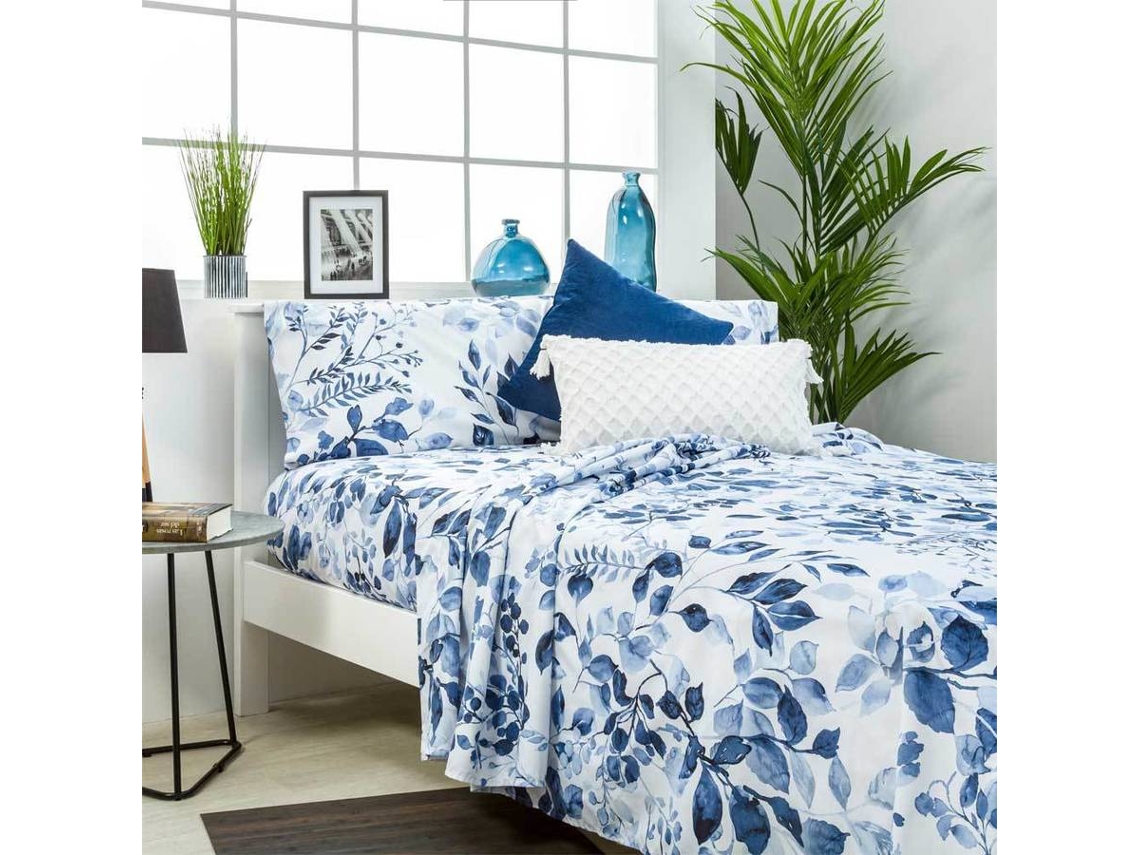 Juego de Sábanas COTTON ARTEAN Serella (Azul - Cama de 160 cm - Microfibra)
